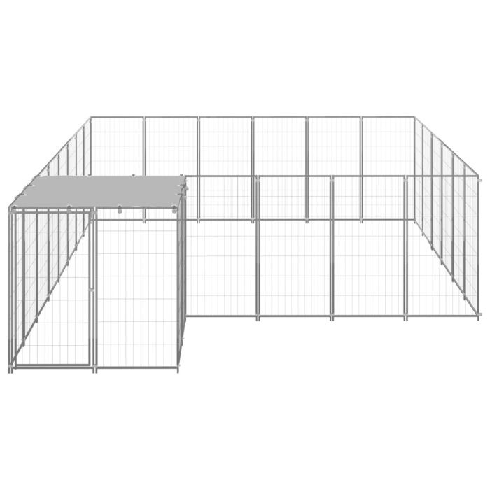 TrendyXL Hondenkennel 12,1 m² staal zilverkleurig