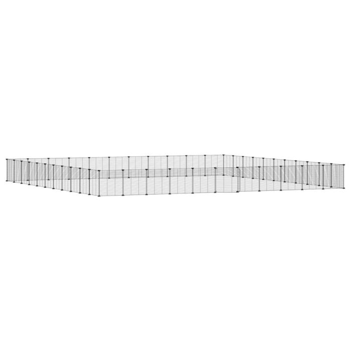 TrendyXL Huisdierenkooi met deur 44 panelen 35x35 cm staal zwart