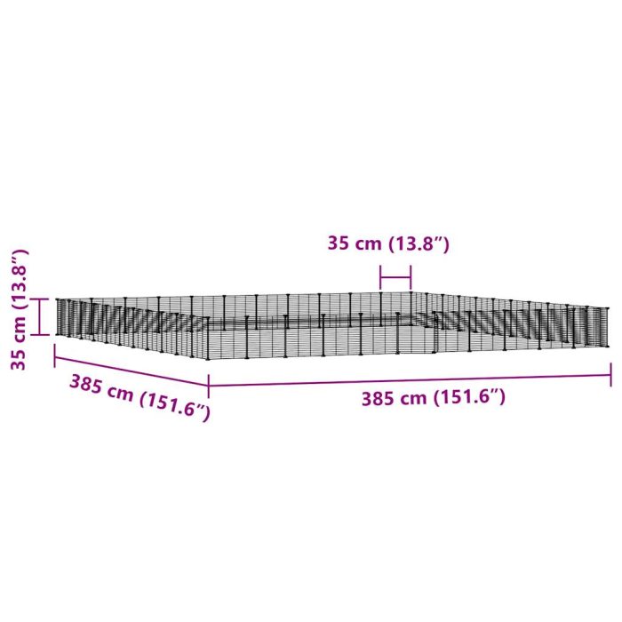 TrendyXL Huisdierenkooi met deur 44 panelen 35x35 cm staal zwart