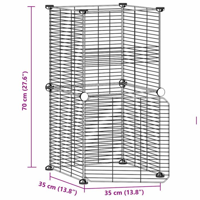 TrendyXL Huisdierenkooi met deur 8 panelen 35x35 cm staal zwart