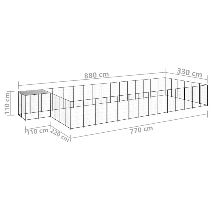 TrendyXL Hondenkennel 26,62 m² staal zwart