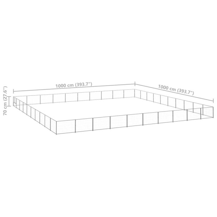 TrendyXL Hondenkennel 100 m² staal zilverkleurig