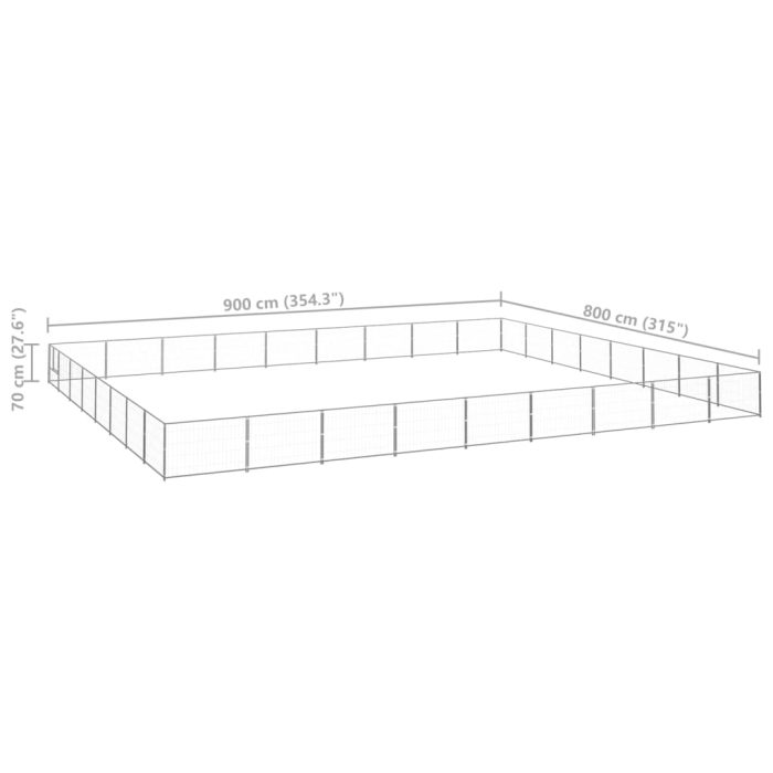 TrendyXL Hondenkennel 72 m² staal zilverkleurig