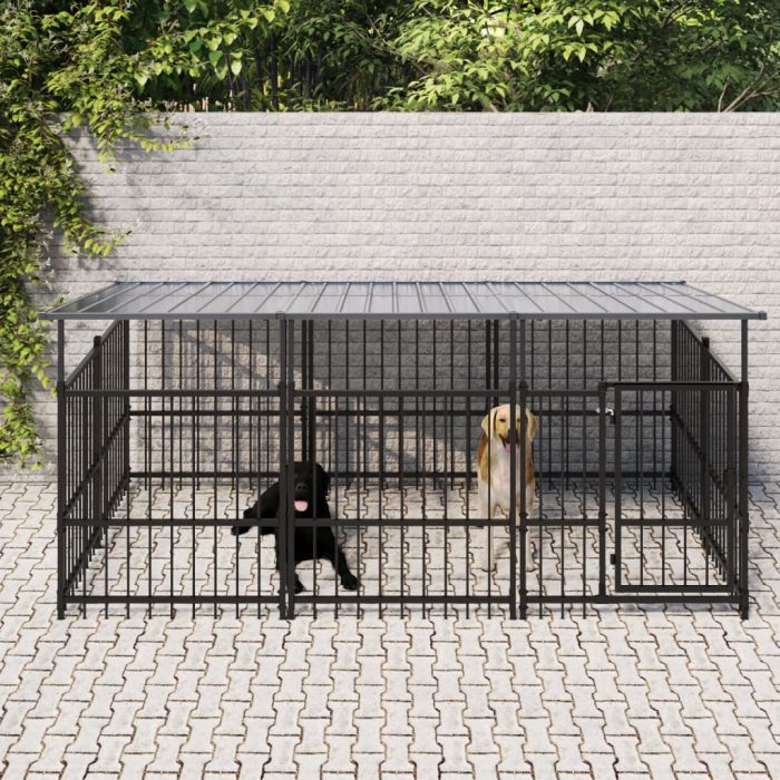 TrendyXL Hondenkennel met dak 5,63 m² staal