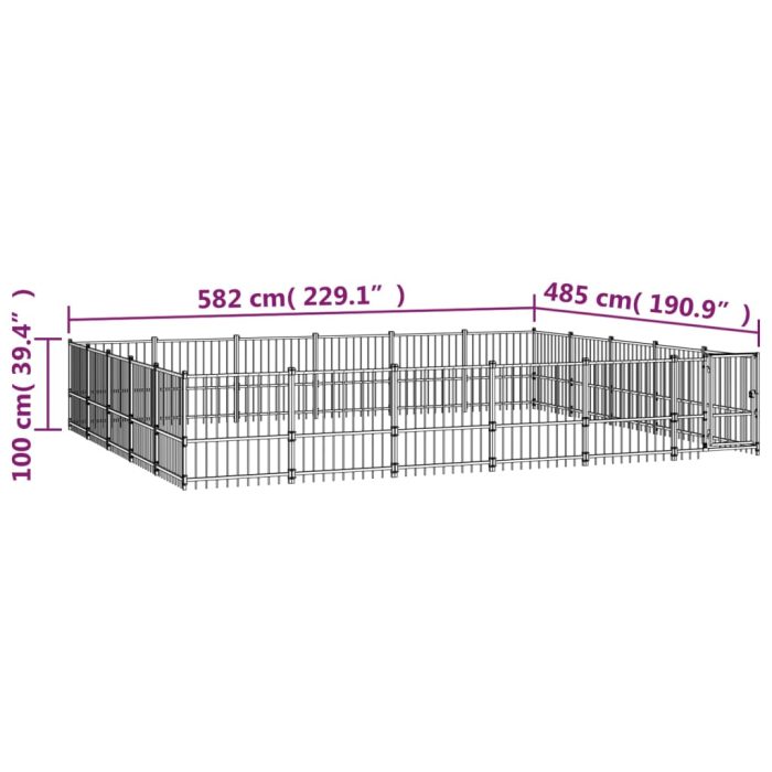 TrendyXL Hondenkennel voor buiten 28,23 m² staal