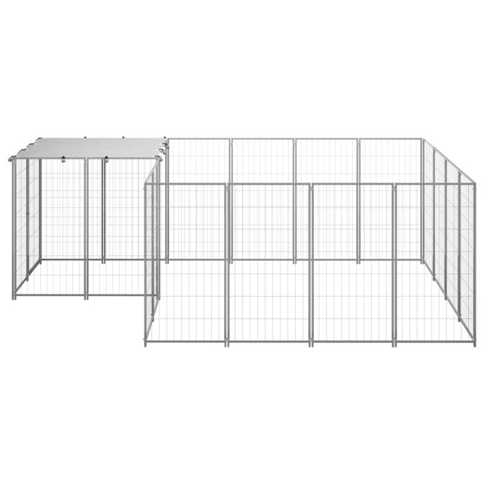 TrendyXL Hondenkennel 6,05 m² staal zilverkleurig