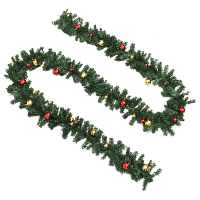 TrendyXL Kerstslingers 4 st met kerstballen 270 cm PVC groen