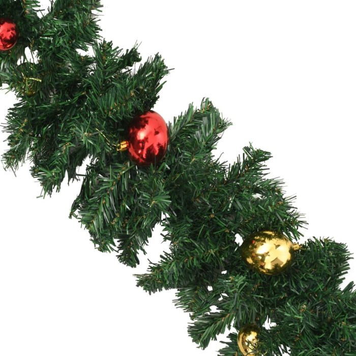 TrendyXL Kerstslingers 4 st met kerstballen 270 cm PVC groen