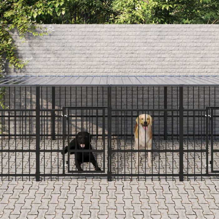 TrendyXL Hondenkennel met dak 11,26 m² staal