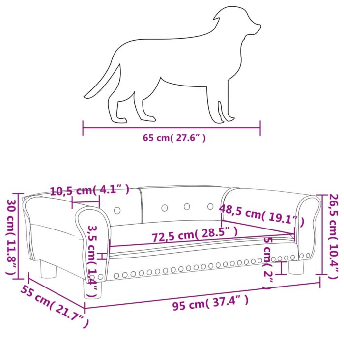 TrendyXL Hondenmand 95x55x30 cm fluweel zwart