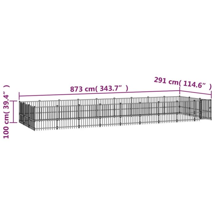 TrendyXL Hondenkennel voor buiten 25,4 m² staal