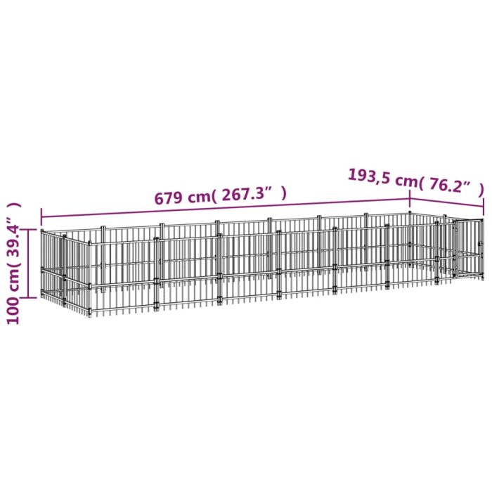 TrendyXL Hondenkennel voor buiten 13,14 m² staal