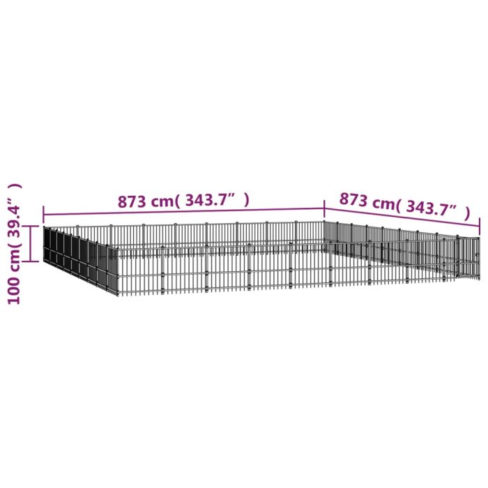 TrendyXL Hondenkennel voor buiten 76,21 m² staal