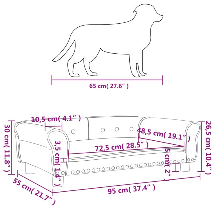 TrendyXL Hondenmand 95x55x30 cm fluweel crèmekleurig