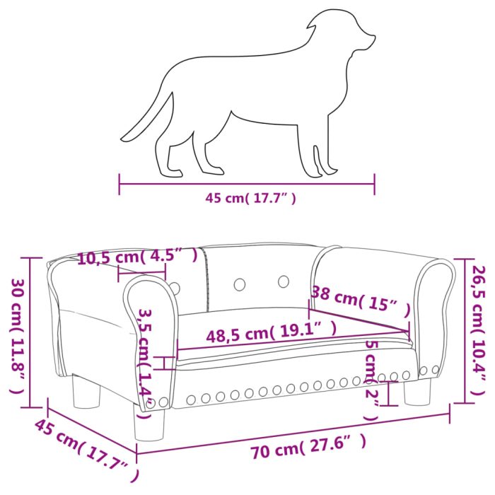 TrendyXL Hondenmand 70x45x30 cm fluweel zwart