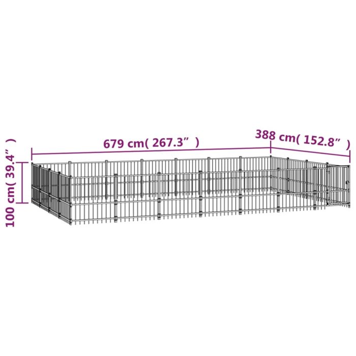 TrendyXL Hondenkennel voor buiten 26,35 m² staal