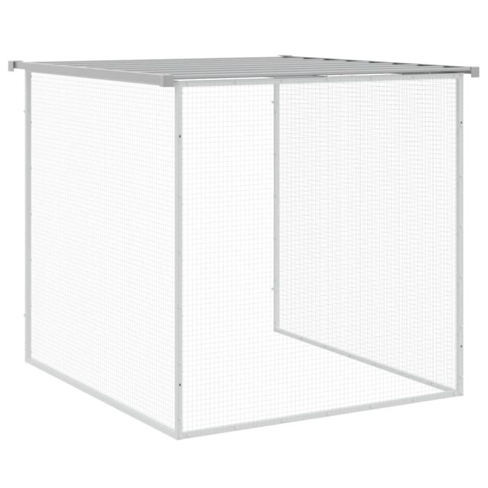 TrendyXL Kippenhok met dak 203x98x90 cm gegalvaniseerd staal lichtgrijs