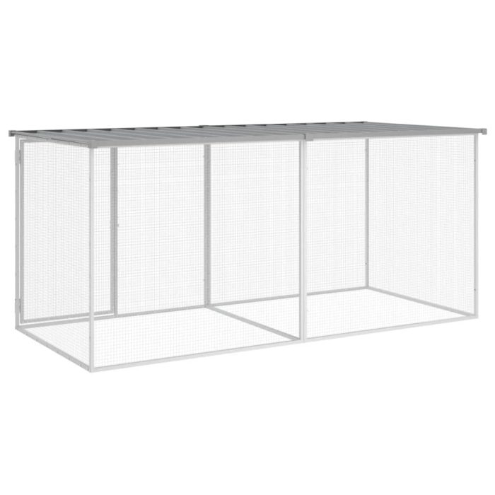 TrendyXL Kippenhok met dak 203x98x90 cm gegalvaniseerd staal lichtgrijs