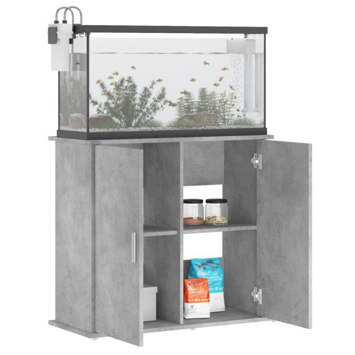 TrendyXL Aquariumstandaard 81x36x73 cm bewerkt hout betongrijs