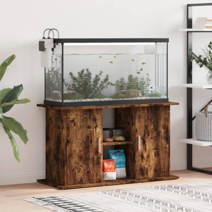 TrendyXL Aquariumstandaard 101x41x58 cm bewerkt hout gerookt eikenkleur