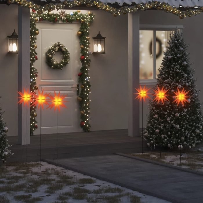 TrendyXL Kerstlampen met grondpin en LED's 3 st 35 cm rood