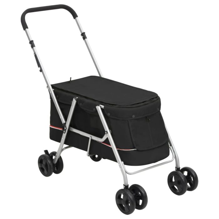 TrendyXL Hondenwagen inklapbaar 100x49x96 cm linnenstof zwart