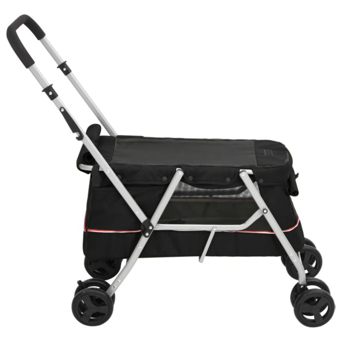 TrendyXL Hondenwagen inklapbaar 100x49x96 cm linnenstof zwart