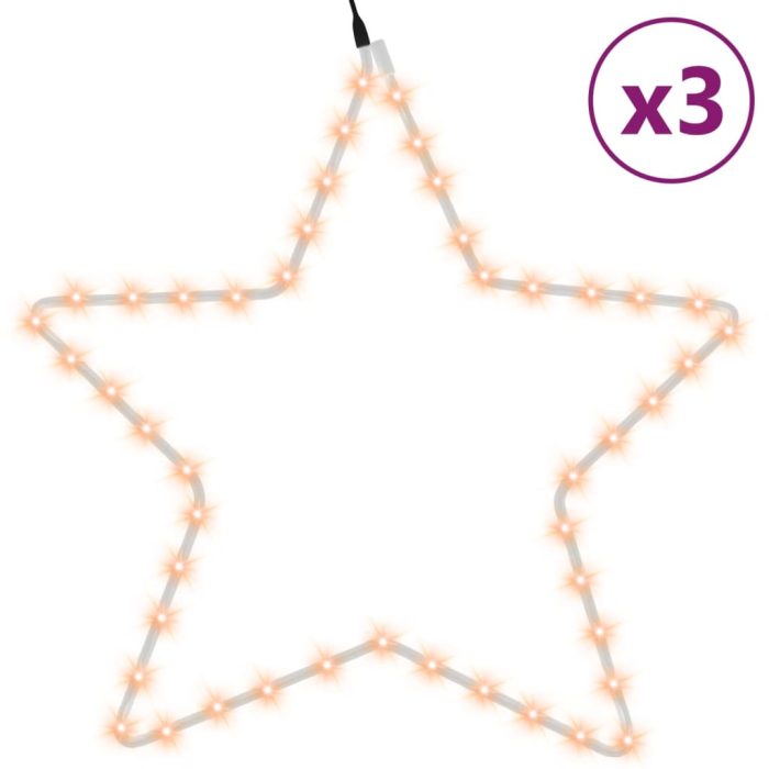 TrendyXL Kerstfiguren sterren met 48 LED's 3 st 56 cm warmwit