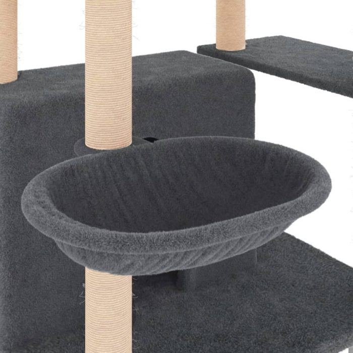 TrendyXL Kattenmeubel met sisal krabpalen 166 cm donkergrijs