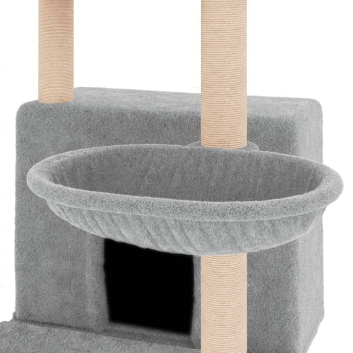 TrendyXL Kattenmeubel met sisal krabpalen 132 cm lichtgrijs