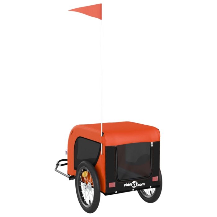 TrendyXL Hondenfietstrailer oxford stof en ijzer oranje en zwart