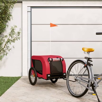 TrendyXL Hondenfietstrailer oxford stof en ijzer rood en zwart