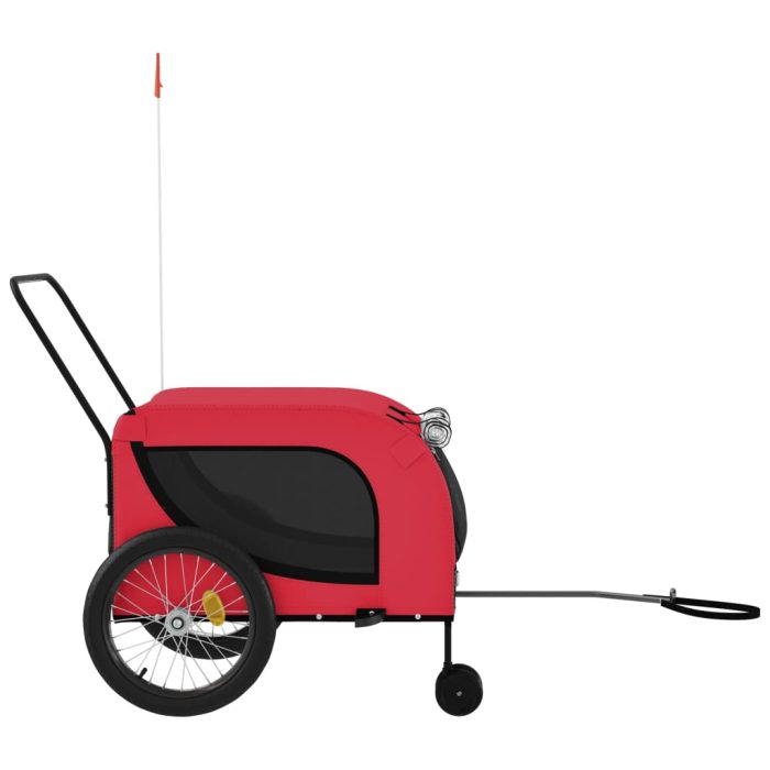 TrendyXL Hondenfietstrailer oxford stof en ijzer rood en zwart