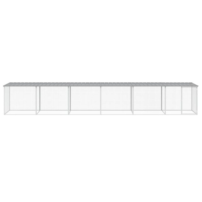 TrendyXL Kippenhok met dak 603x98x90 cm gegalvaniseerd staal lichtgrijs