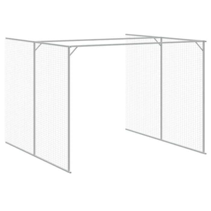 TrendyXL Hondenhok met ren 214x1273x181 cm staal lichtgrijs