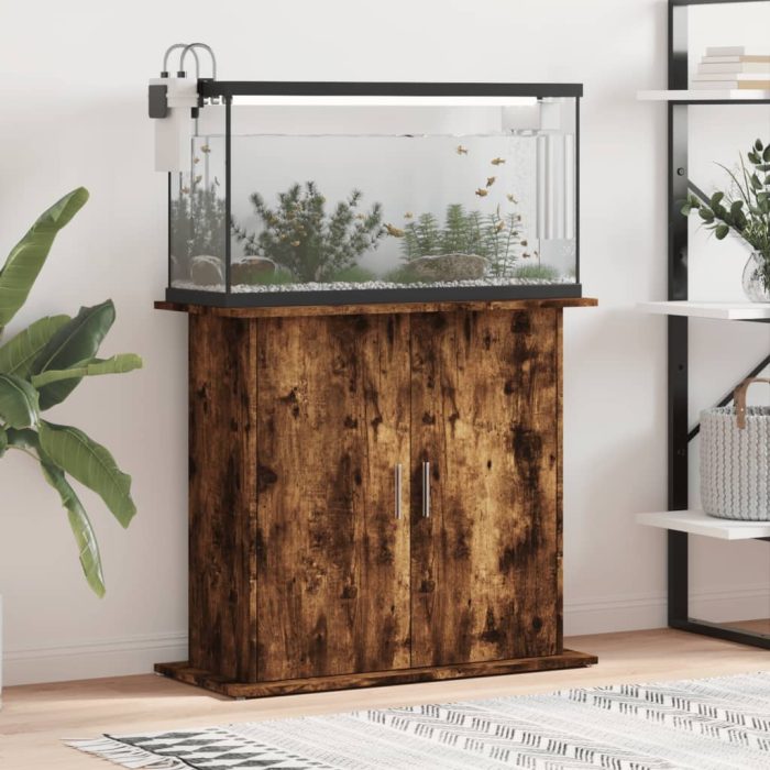 TrendyXL Aquariumstandaard 81x36x73 cm bewerkt hout gerookt eikenkleurig