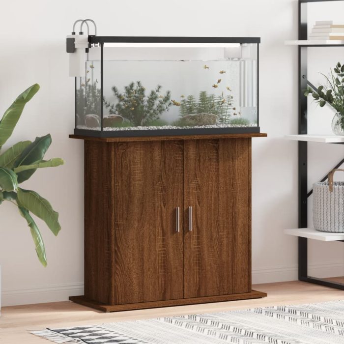 TrendyXL Aquariumstandaard 81x36x73 cm bewerkt hout bruin eikenkleur