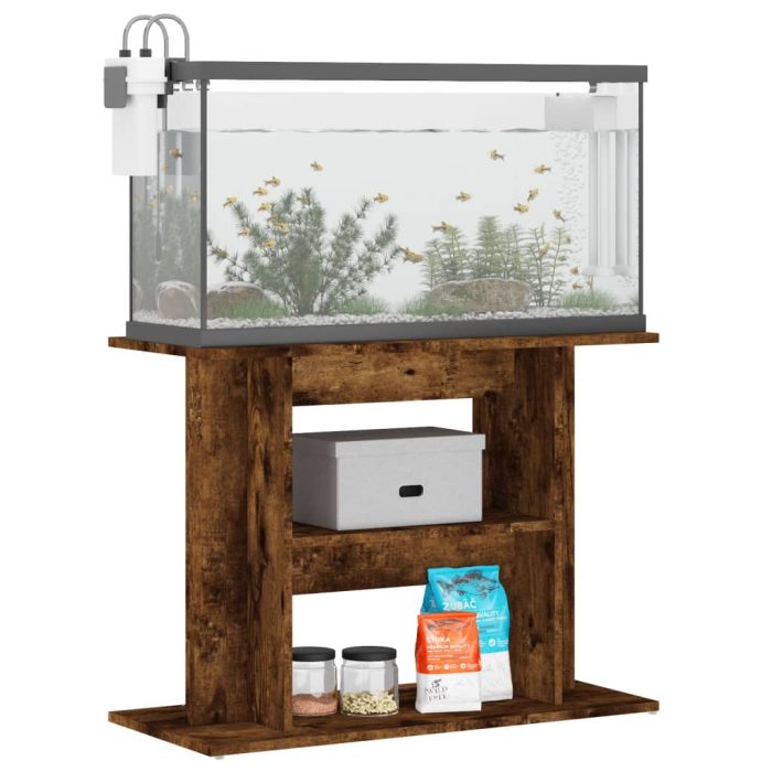 TrendyXL Aquariumstandaard 80x35x60 cm bewerkt hout gerookt eikenkleurig