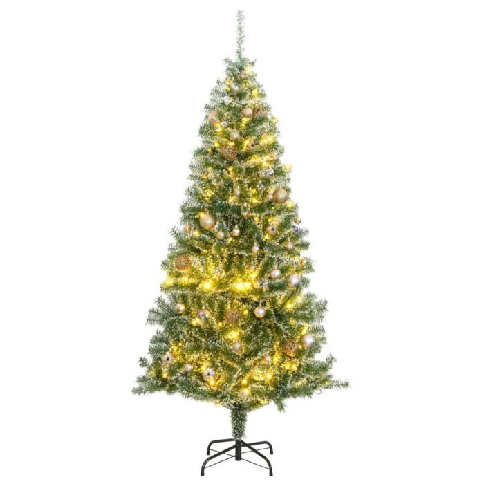 TrendyXL Kunstkerstboom met 300 LED's kerstballen en sneeuw 180 cm