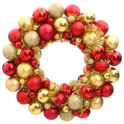 TrendyXL Kerstkrans 45 cm polystyreen rood en goudkleurig