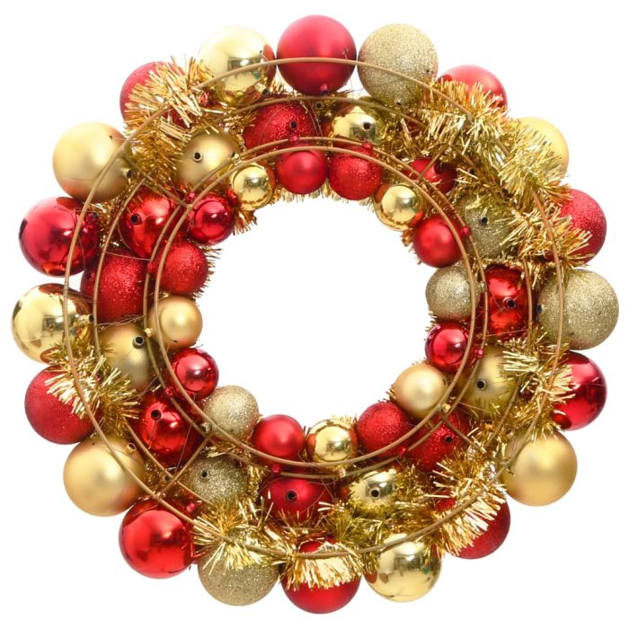 TrendyXL Kerstkrans 45 cm polystyreen rood en goudkleurig