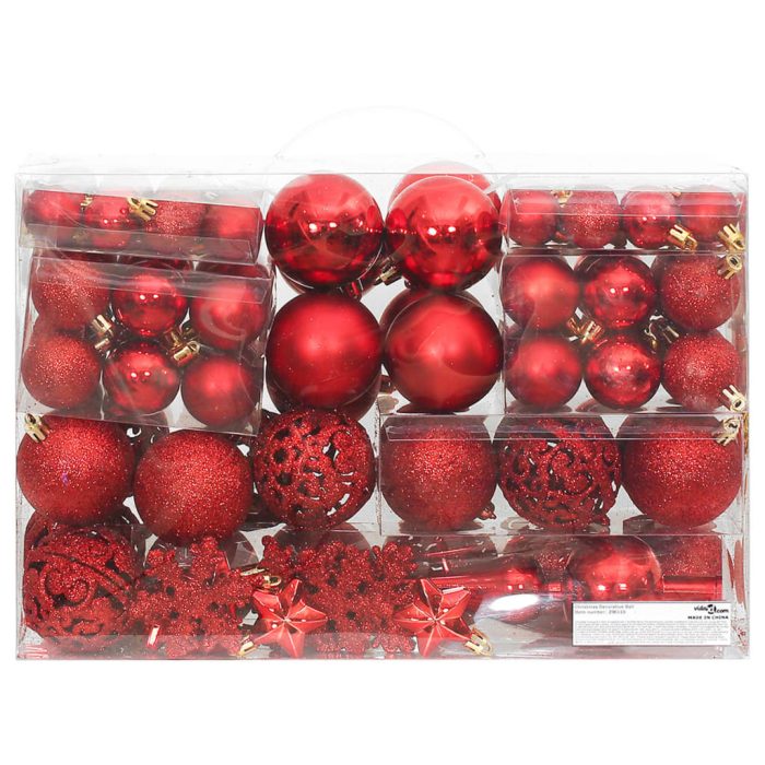 TrendyXL 111-delige Kerstballenset polystyreen rood