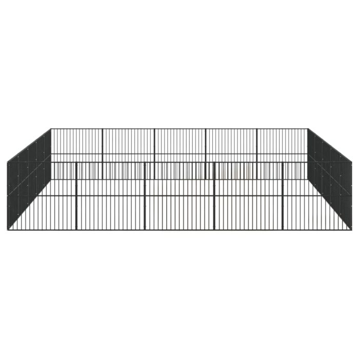 TrendyXL Hondenkennel 20 panelen gepoedercoat staal zwart