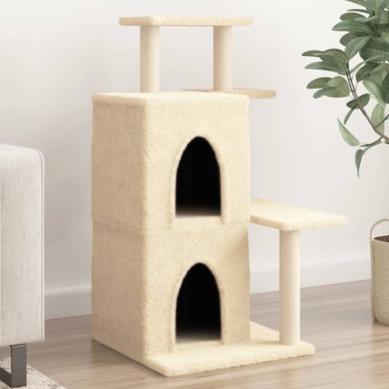 TrendyXL Kattenmeubel met sisal krabpalen 97 cm crèmekleurig