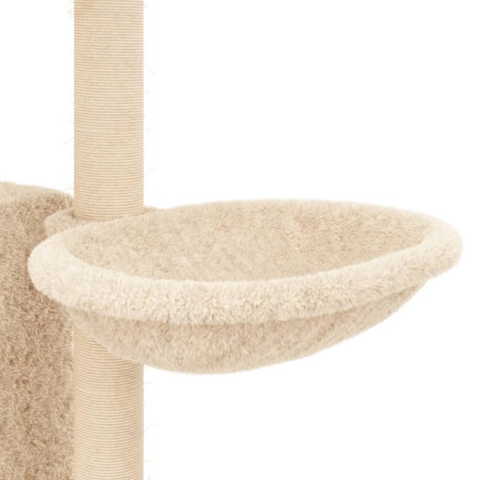 TrendyXL Kattenmeubel met sisal krabpalen 131 cm crèmekleurig