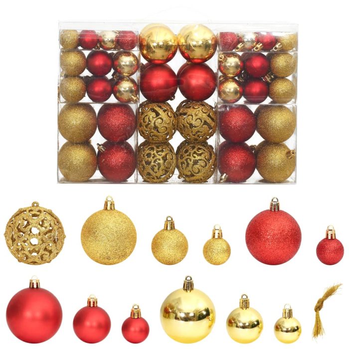 TrendyXL Kerstballen 100 st 3/4/6 cm goudkleurig en wijnrood