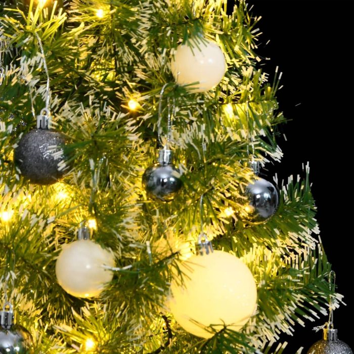 TrendyXL Kunstkerstboom met 150 LED's kerstballen en sneeuw 120 cm