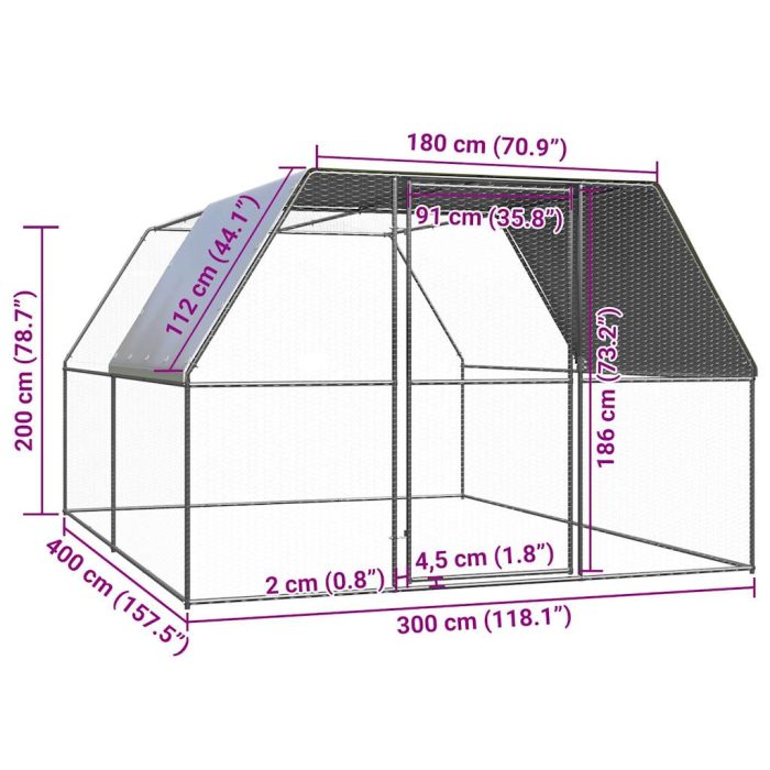 TrendyXL Kippenhok 3x4x2 m gegalvaniseerd staal