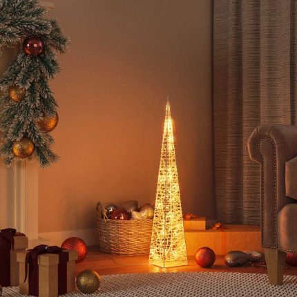 TrendyXL Kerstverlichtingskegel met 30 warmwitte LED's 60 cm acryl