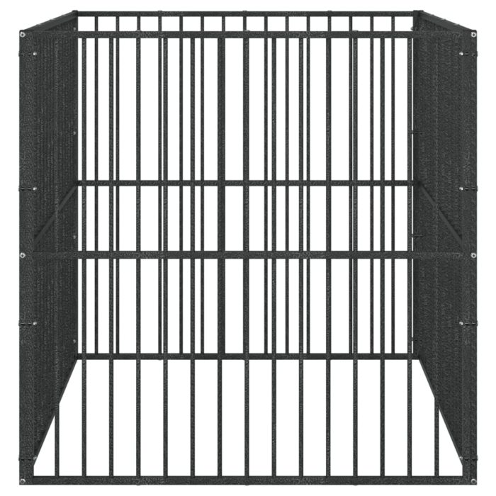 TrendyXL Hondenkennel 4 panelen gepoedercoat staal zwart